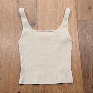Aritzia Babaton Ribbed Square Neck Tank - Cream